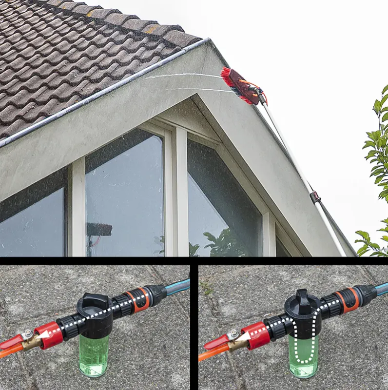 Vaskebørste Heavy Duty med teleskopskaft 116 - 450 cm og såpedispenser