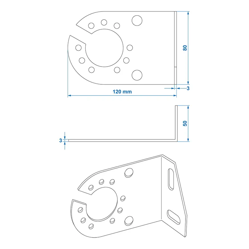 Monteringsplate for stikkontakt – vinklet metall 8 × 5 cm